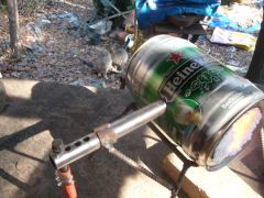 the "up wind " burner on the mini beer keg forge
