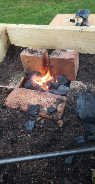 I made a box of dirt forge, with actual fire bricks for the firebox, any  thoughts/comments/concerns? Is the firepot the right shape? : r/Blacksmith